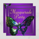 Lila Maskerade-Party Einladung (Vorne/Hinten)