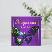 Lila Maskerade-Party Einladung (Stehend Vorderseite)
