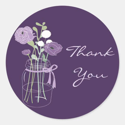 Lila Mason Jar Gastgeschenk Hochzeit Stickers (Vorderseite)