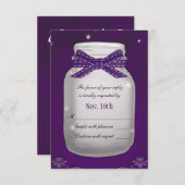 Lila Mason Jar mit Fireflies UAWG Response Card RSVP Karte (Vorne/Hinten)