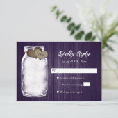 Lila Mason Jar Wood Lights Wedding RSVP Card (Stehend Vorderseite)