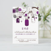 Lila Mason Jars und Blume Hochzeit-RSVP-Karte RSVP Karte (Stehend Vorderseite)