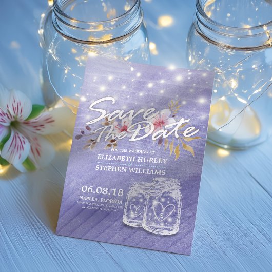 Lila Mason Jars Wedding speichern das Datum Save The Date