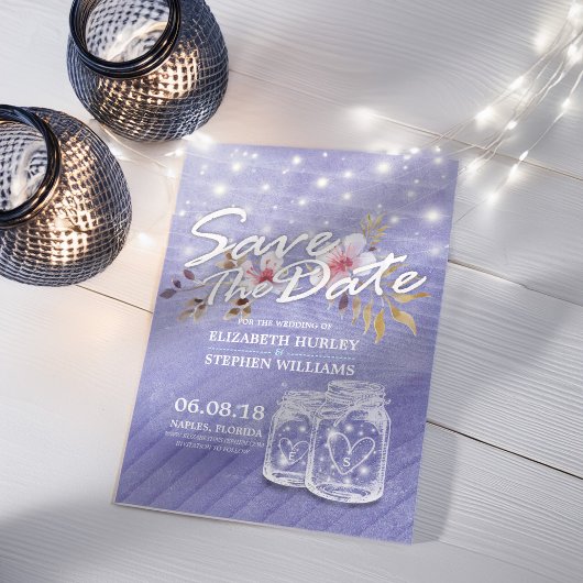 Lila Mason Jars Wedding speichern das Datum Save The Date