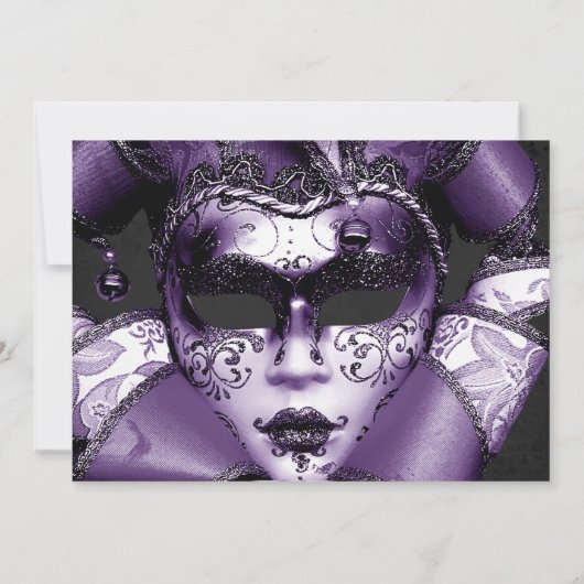 Lila Masquerade Geburtstag Einladung (Rückseite)