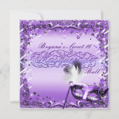 Lila Masquerade Maske Elegantes Ball Party Einladung (Vorderseite)