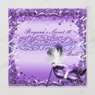 Lila Masquerade Maske Elegantes Ball Party Einladung