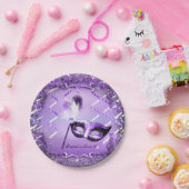 Lila Masquerade Maske Elegantes Ball Party Pappteller (Party)