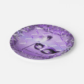 Lila Masquerade Maske Elegantes Ball Party Pappteller (Schrägansicht)