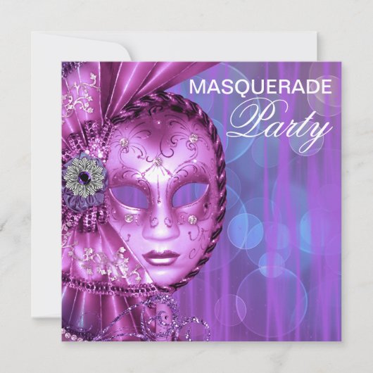 Lila Masquerade Party Einladung (Vorderseite)