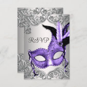 Lila Masquerade Party UAWG RSVP Karte (Vorne/Hinten)
