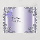 Lila Masquerade Save the Date Ankündigungspostkarte (Rückseite)