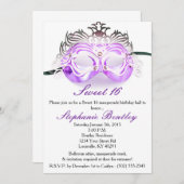 Lila Masquerade Sweet 16 Geburtstag Einladung (Vorne/Hinten)