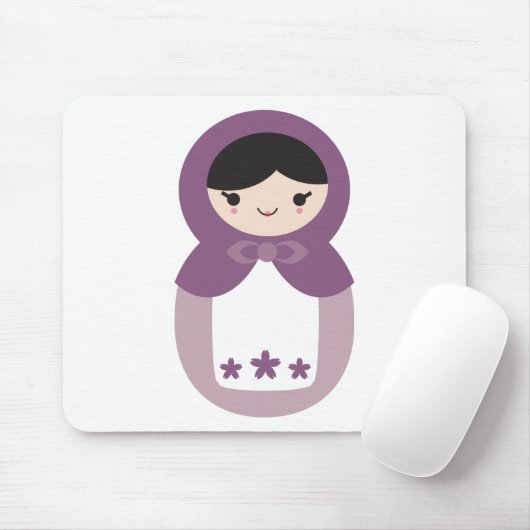 Lila Matryoshka-Puppe Mousepad (Mit Mouse)