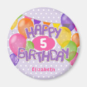 lila mattierte Kekse mit Ballons glücklicher Gebur Magnet (Vorne)