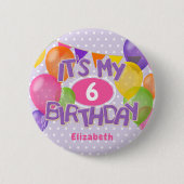 lila mattierte Kekse mit Ballons zu meinem Geburts Button (Vorderseite)