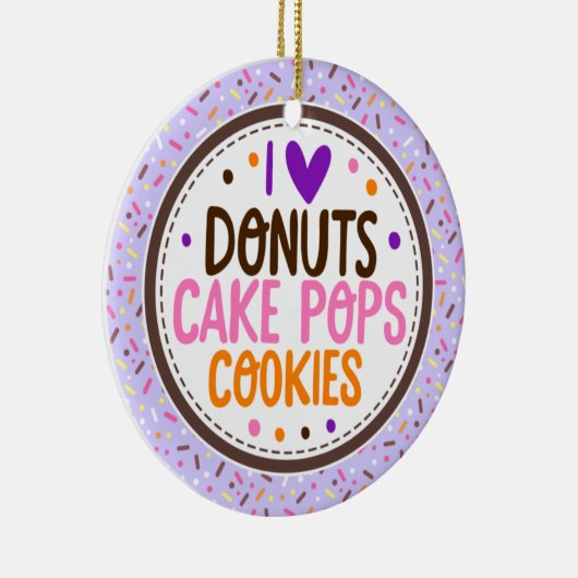 Lila Mattierte Sprinklen I Liebe Donuts Kuchen Pop Keramik Ornament (Rechts)