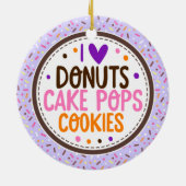 Lila Mattierte Sprinklen I Liebe Donuts Kuchen Pop Keramik Ornament (Hinten)