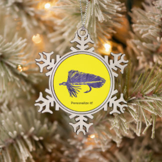 Lila Matuka-Streamer, Fliegenbinden, Fliegenfische Schneeflocken Zinn-Ornament