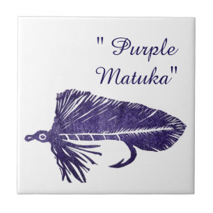 "Lila Matuka" Streamer Forellenfliege Fliesen. Fliese