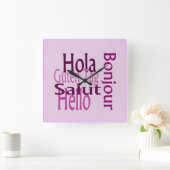 Lila Maueruhr Quadratische Wanduhr (Zuhause)