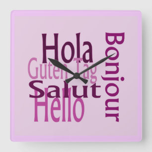 Lila Maueruhr Quadratische Wanduhr