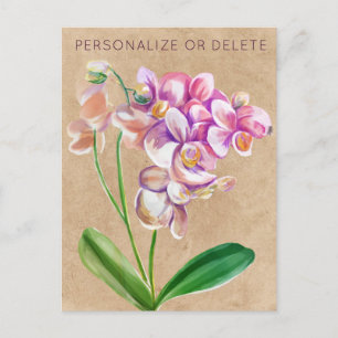 Lila Maulwurf-Orchidee Wasserfarbe Floral Personal Postkarte