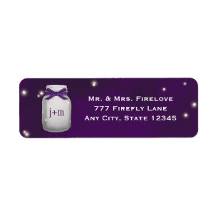 Lila Maurer-Glas mit Leuchtkäfer-Rücksendeadress