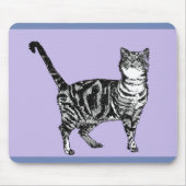 Lila Maus-matte für Schwarzweiß-Tabby-Katzen Mousepad (Vorne)