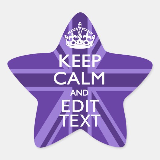 Lila Mauve Behielt Ruhe und Ihre Textunionsbuchse Stern-Aufkleber (Vorderseite)