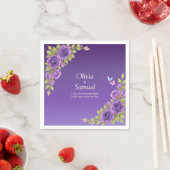 Lila Mauve Blume & White Wedding Cocktail Serviette (Beispiel)