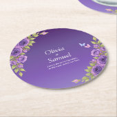 Lila Mauve-Blume & White Wedding Runder Pappuntersetzer (Angewinkelt)