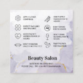 Lila Mauve Botox Aftercare Square Business Card Quadratische Visitenkarte (Rückseite)