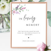 Lila Mauve Floral in Love Memory Wedding Sign Poster