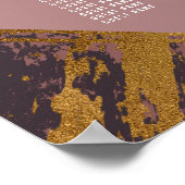 Lila Mauve Gold Pinselstrich Moderne Sitzkarte Poster (Ecke)