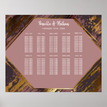 Lila Mauve Gold Pinselstrich Moderne Sitzkarte