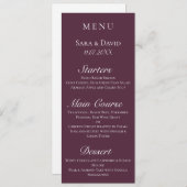 Lila Mauve Modern Dark Wedding Menu Card Menükarte (Vorne/Hinten)