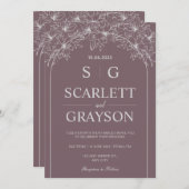 Lila Mauve Modern Wedding Einladung (Vorne/Hinten)