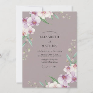 Lila-Mauve-Orchideen-Hochzeit Einladung