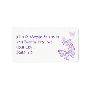 Lila Mauve Pink Classy Garden Butterfly Adressaufkleber