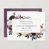 Lila Mauve Pink Floral Save the Date Postkarte (Vorne/Hinten)