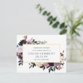 Lila Mauve Pink Floral Save the Date Postkarte (Stehend Vorderseite)