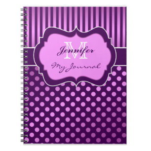 Lila Mauve Polka Dot Striping Journal-Notebook Notizblock
