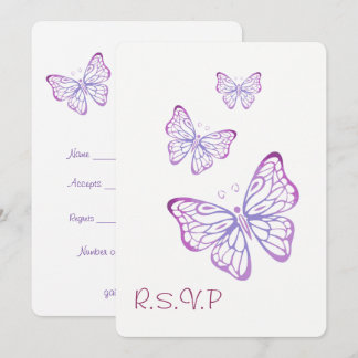 Lila Mauve Rosa Edle Garten Schmetterling RSVP Einladung