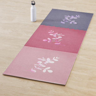 Lila Mauve Rosa Floral Spray Tri Farbe Yogamatte