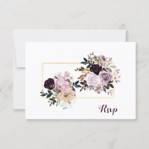 Lila Mauve Rosa Gold Pfingstrosen Rosen RSVP Karte