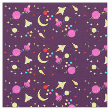 Lila Mauve Space Rocket Comet Planet Stars Moon