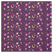 Lila Mauve Space Rocket Comet Planet Stars Moon Stoff (Muster)