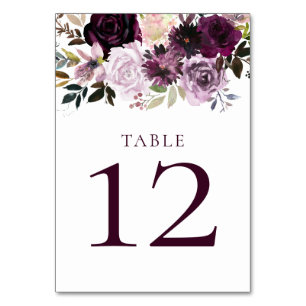 Lila Mauve Violet Plum Pink Wasserfarbe Tischnummer