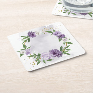lila mauve weiße Blüten Rechteckiger Pappuntersetzer